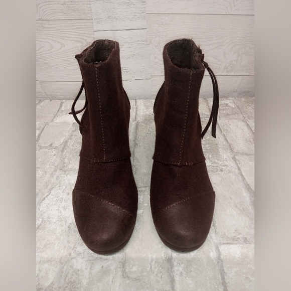 Toms 300615 Size 7‎ Women's Wool Wedge Side Zip Boots - Picture 4 of 6